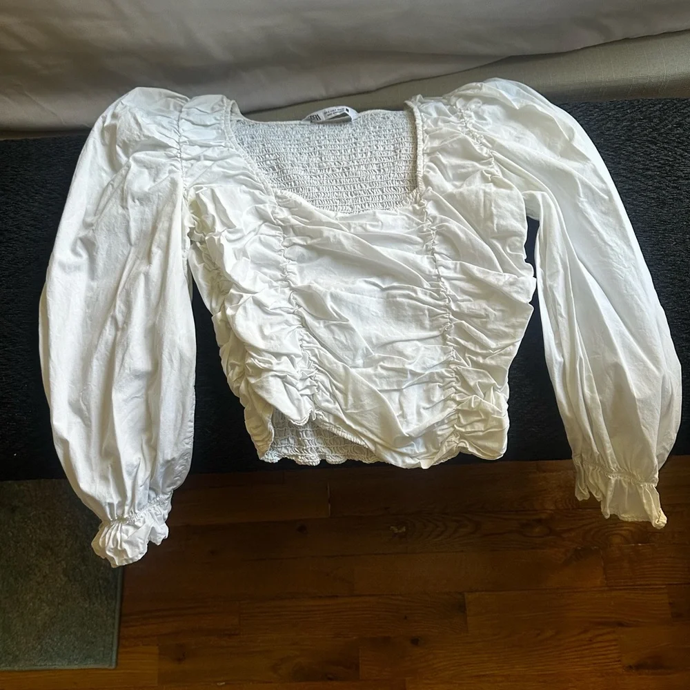 Zara Square-Neck Puff Sleeve Top